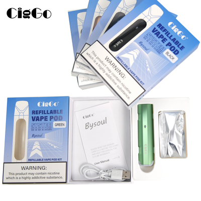 Rechargeable Refillable Pod Vape THC Vape Kit Original Bysoul 2ml Green Color