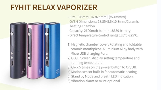 OLED Screen 2600MAH Dry Herb Vaporizer Smoking Device Aluminium Alloy